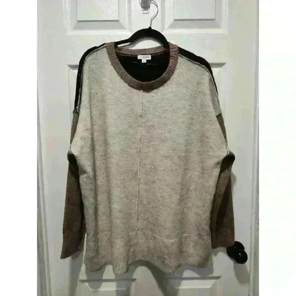 Westbound Womens Sweater Shirt Large Blue Wool Blend Crew Neck Long Sleeve